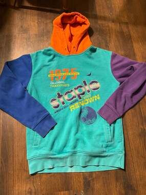 Staple Pigeon Global Takeover 1975 Colorblock Pullover Hoodie Mint/Multi